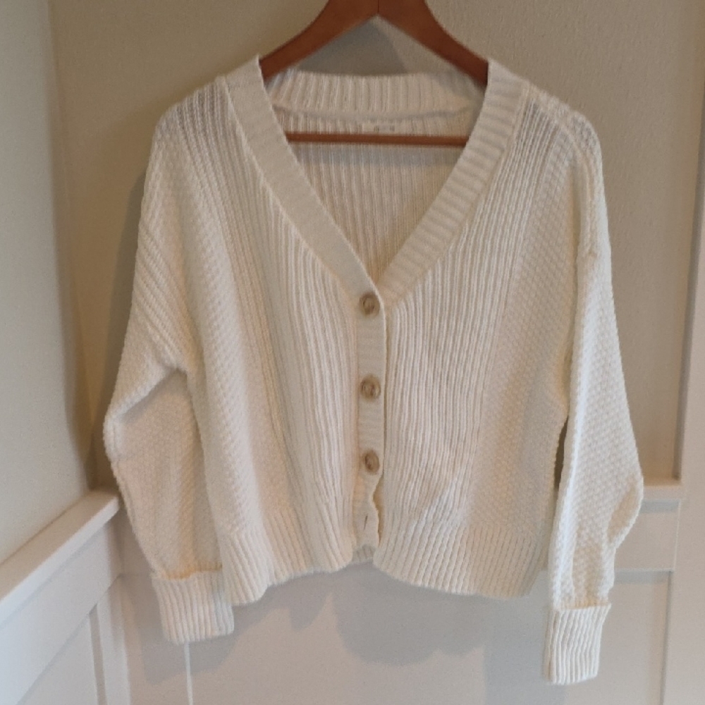 Maurices Cream Button-Up Cardigan